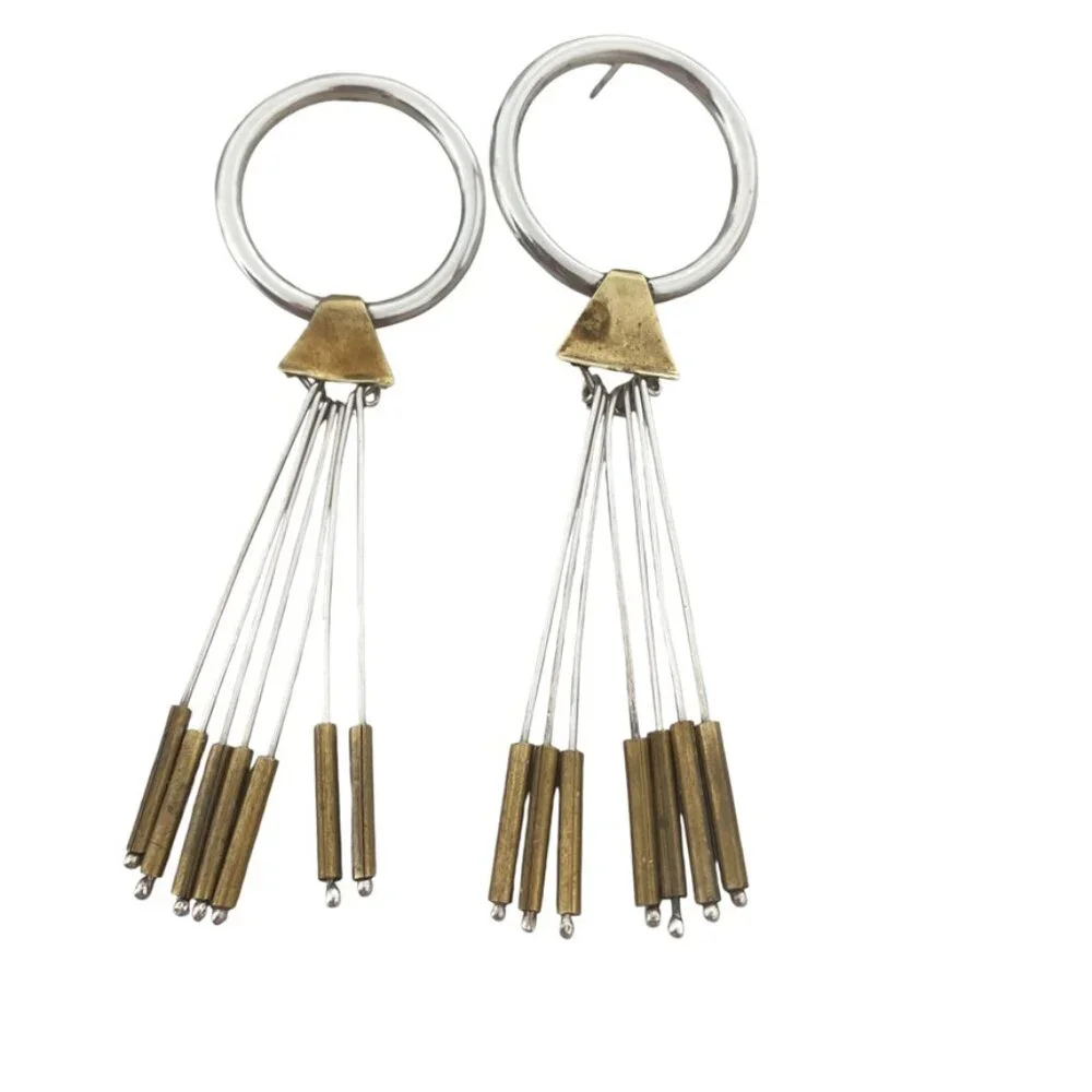 Sterling Silver large vintage NA Brutalist dangling statement Iconic Kinetic